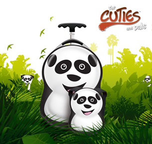 Set CHERI the Panda - Valiza tip trolley si ghiozdan (rucsac) pentru copii, marca Cuties and Pals